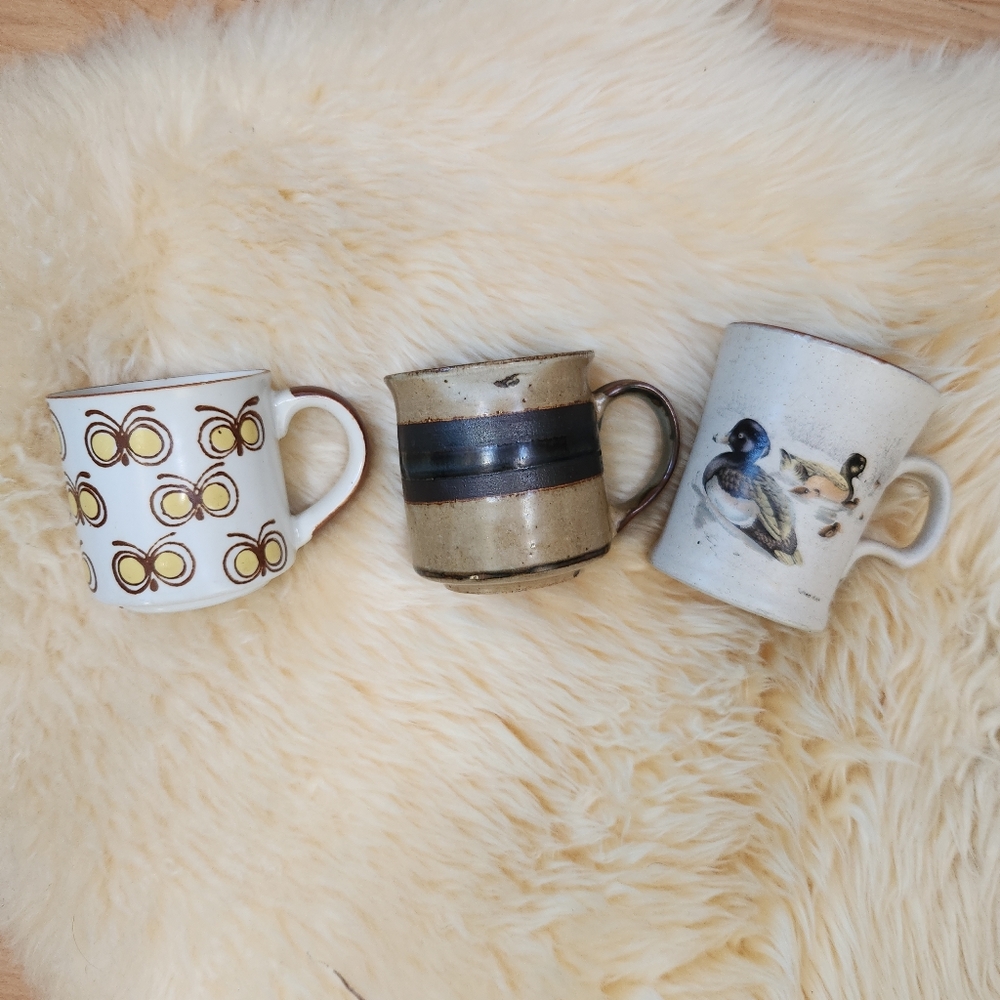 Set of Three Vintage Ceramic Mugs